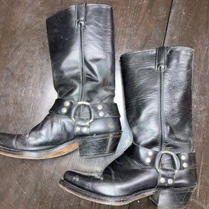 Vintage Men's Code West Biker Motorcycle MC Leather Boots 8.5 Black Leather 80's